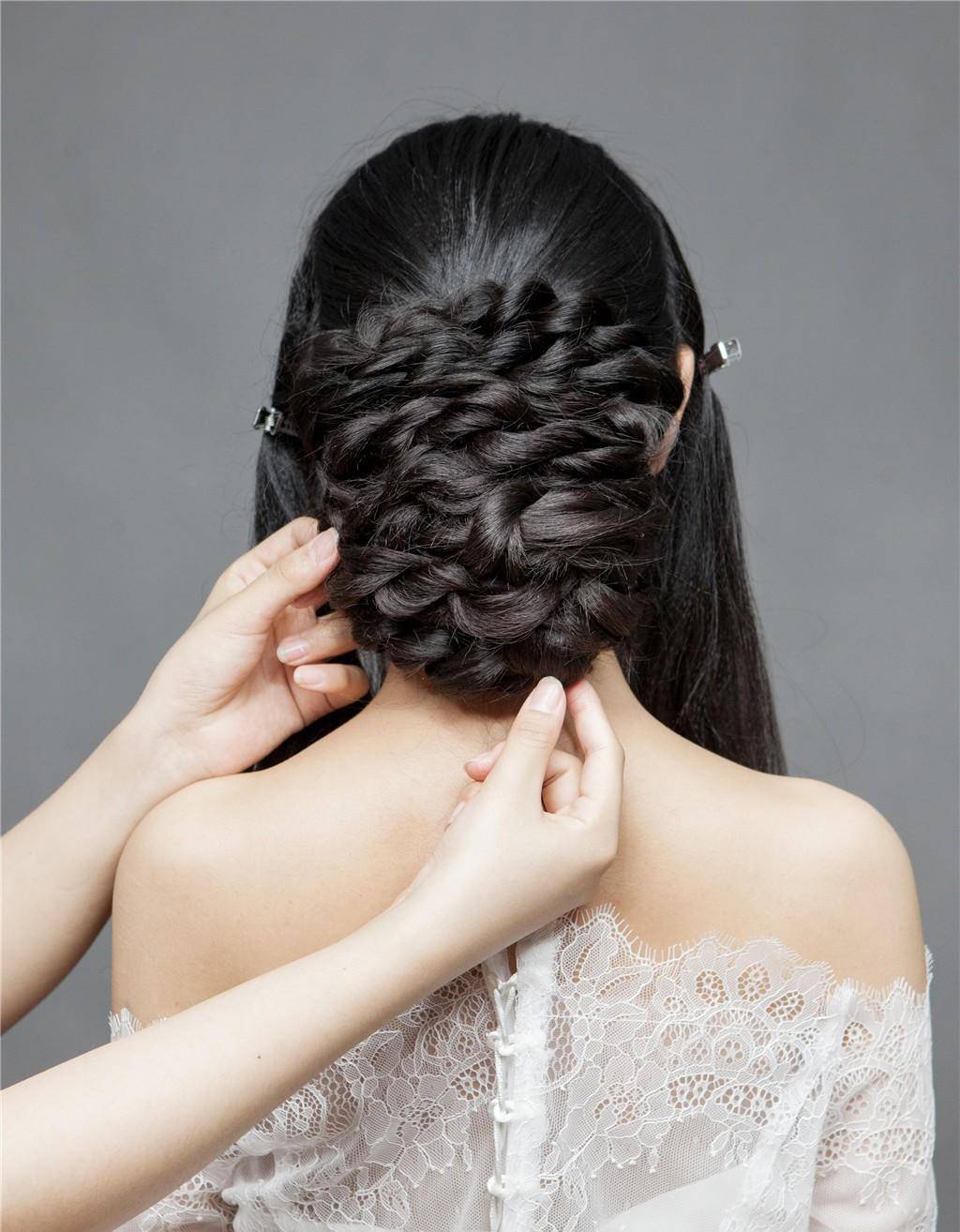 原创韩式风格造型线条编髻