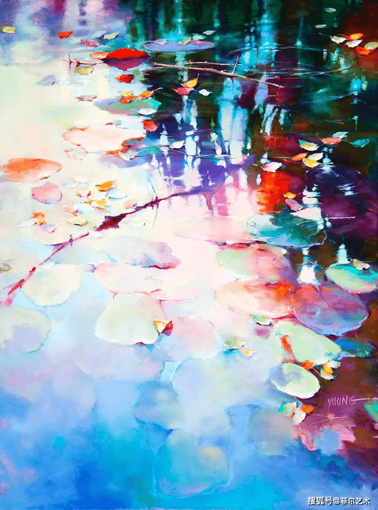色粉欣赏色彩表现浑然天成她画出了心中的睡莲