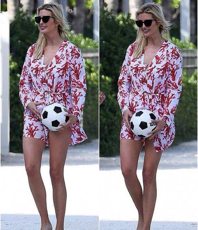 原创伊万卡穿上碎花裙装,搭配尖头高跟鞋,气势十足的模样优雅极了