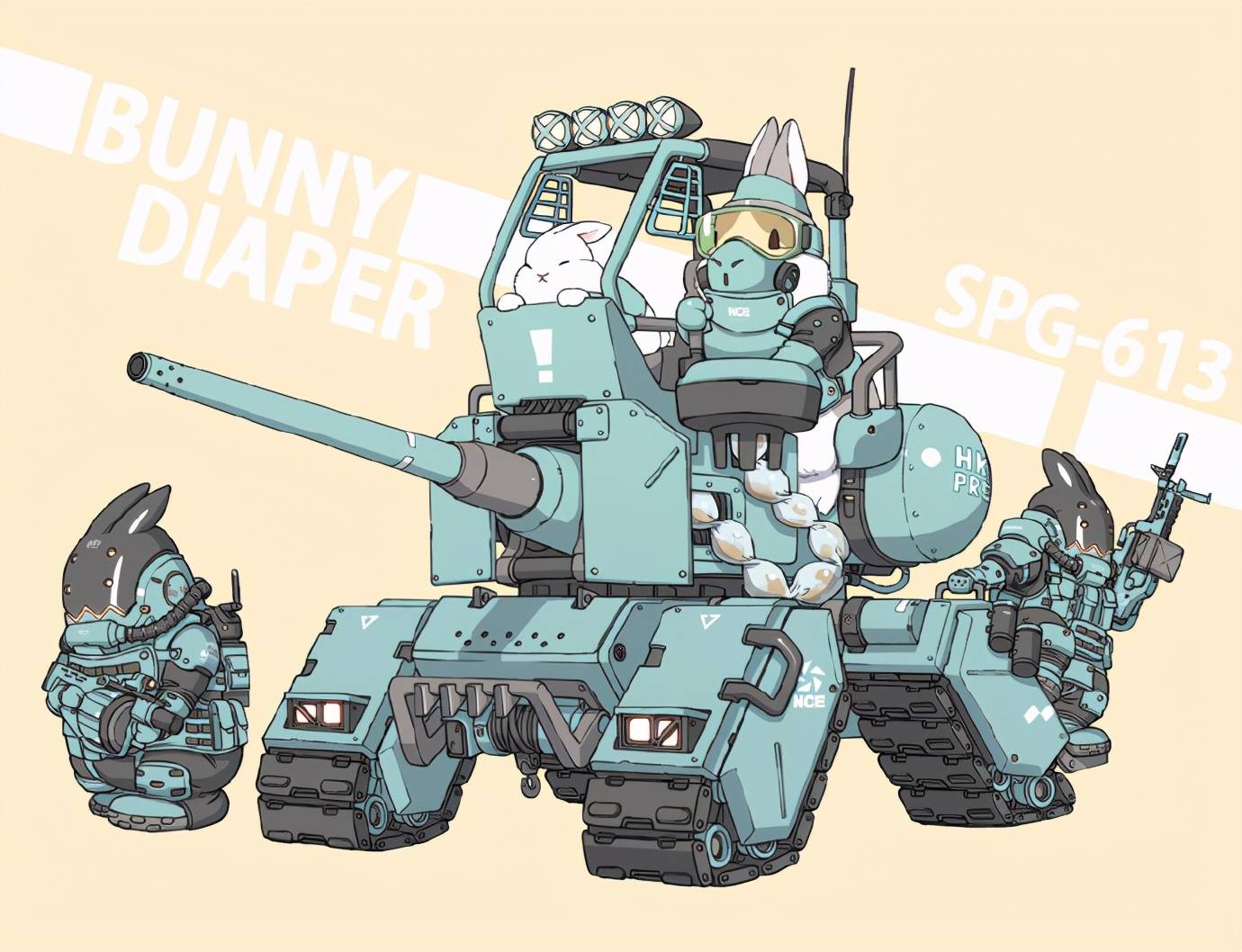 图片[3]-画师笔下全副武装的兔子们，开着坦克驾驶着机甲，猛男就该看这个-魔性次元