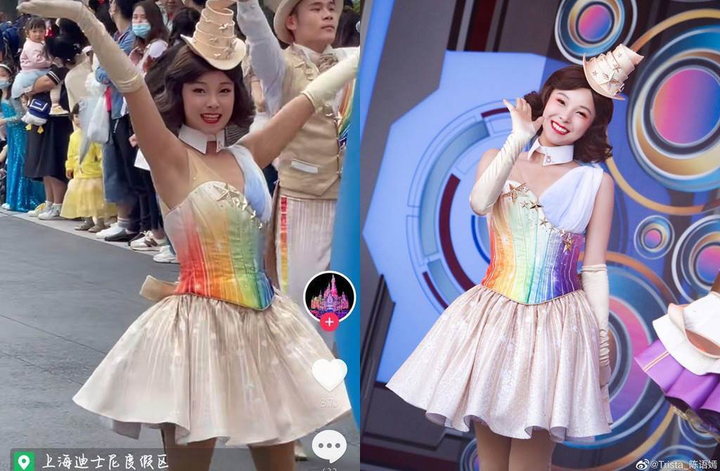 发现一名笑容甜美的表演人员,仔细一看才发现她是《创造101》的选手陈