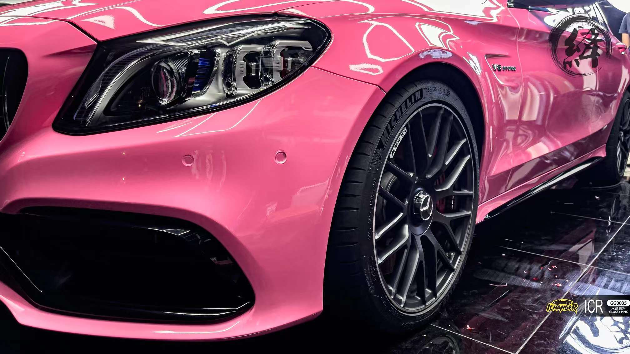 奔驰amgc63改色ichabgericr改变者水晶亮粉