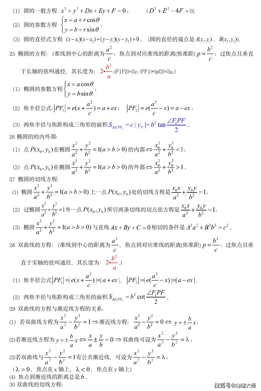 高中数学 三年常用公式汇总 快保存 中小学 中国启蒙教育