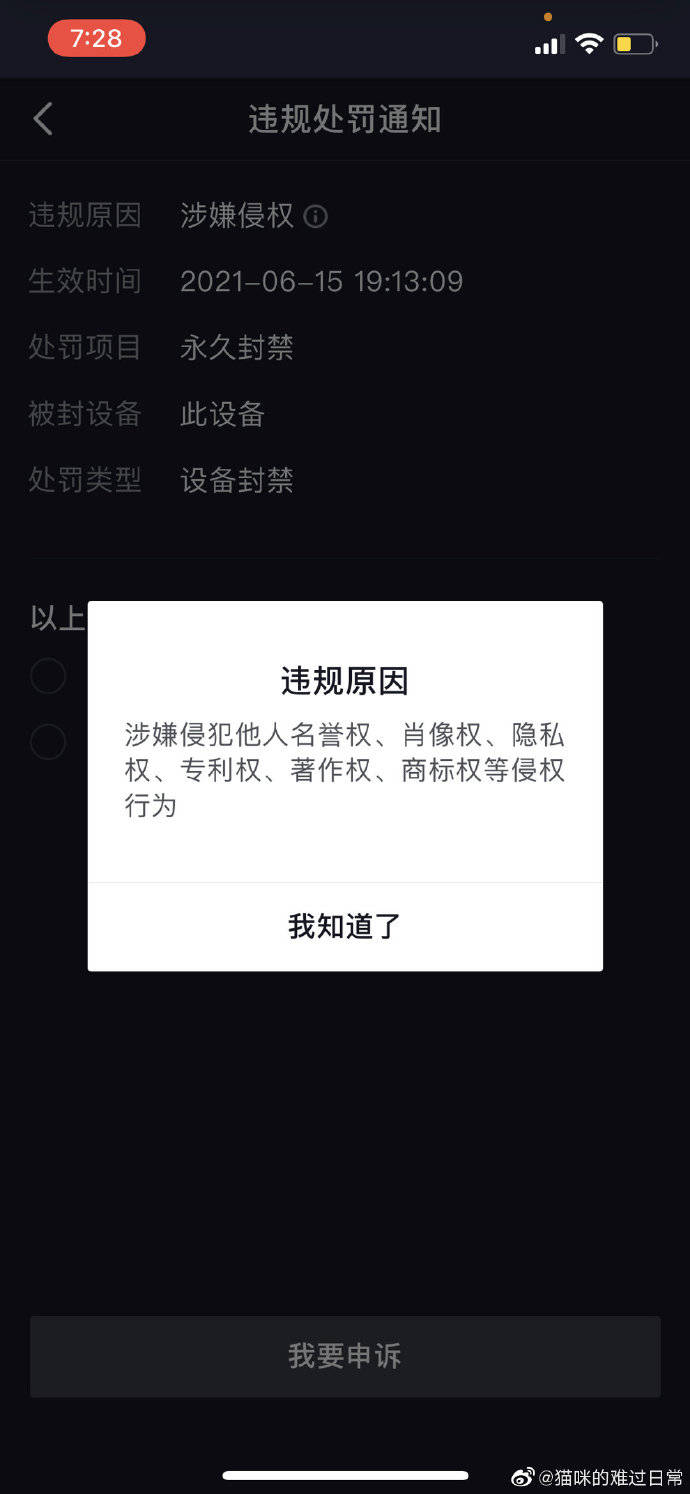 原創因侵權孫一寧抖音賬號被封禁趙露思轉發王思聰孫一寧相關微博