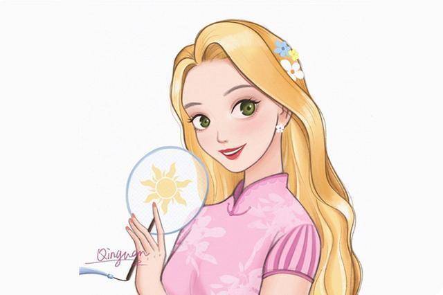 图片[7]-旗袍版的迪士尼公主都好可爱啊，特别是木兰这个表情，太俏皮了-金错刀_词牌名