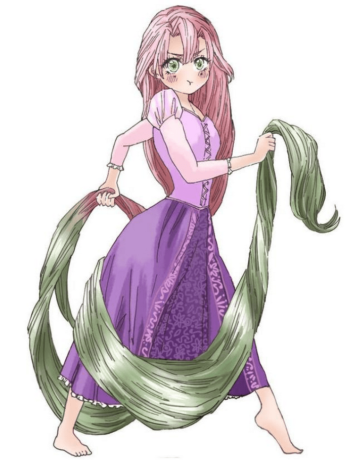 当鬼灭的角色融合迪士尼 祢豆子变成美人鱼 恋柱是长发公主 资源班