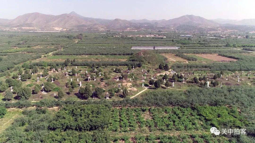 航拍唐昭陵陪葬墓:放眼望去,周围全是现代坟冢_房玄龄