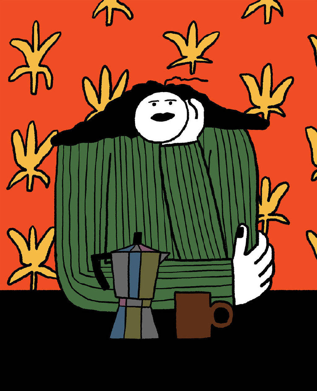 涂鸦风的人物插画画风感觉笨笨的却显得十分可爱