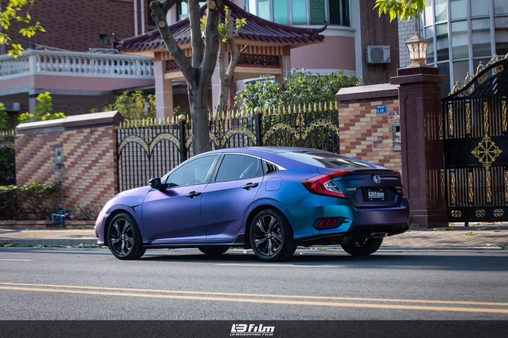 可甜可盐本田思域贴膜lbfilm改色膜哑面金属紫魅蓝