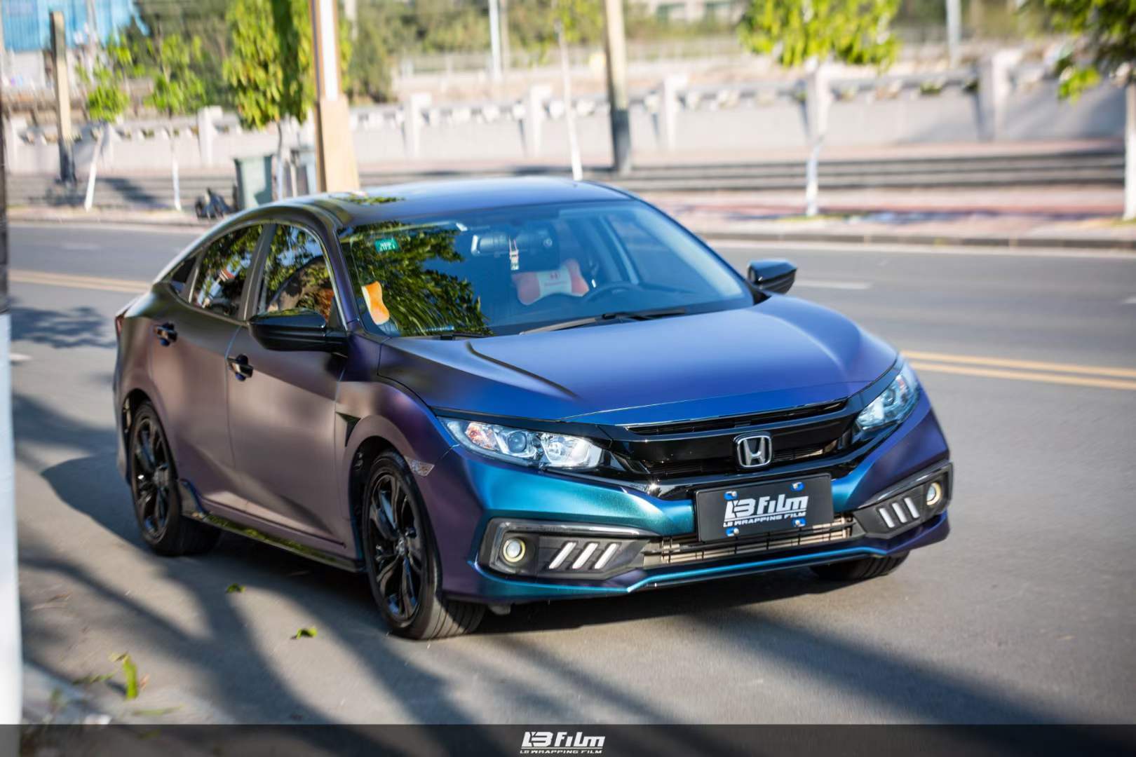 可甜可盐本田思域贴膜lbfilm改色膜哑面金属紫魅蓝