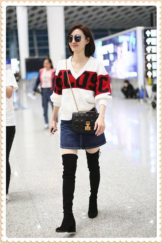 妲己|厉害了王丽坤！蔡依林都穿出X型腿的牛仔裙，被她一招凹出超模腿