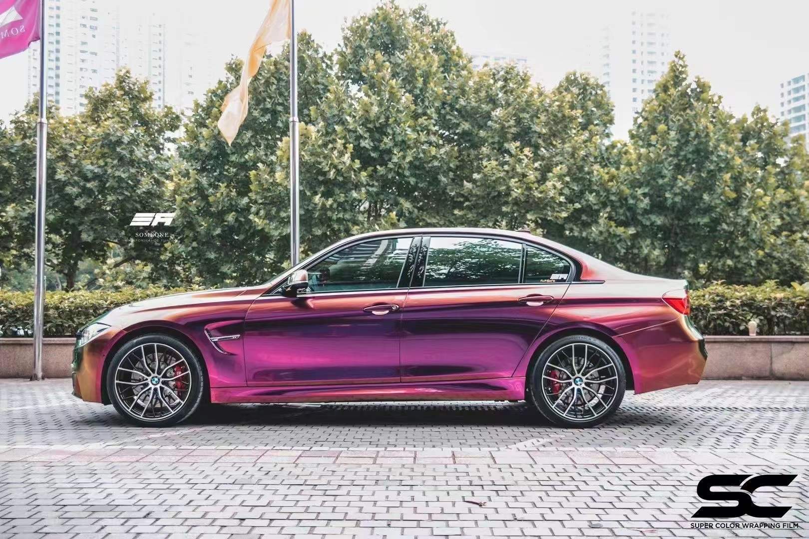 宝马3系汽车贴膜sc改色膜流光北极光