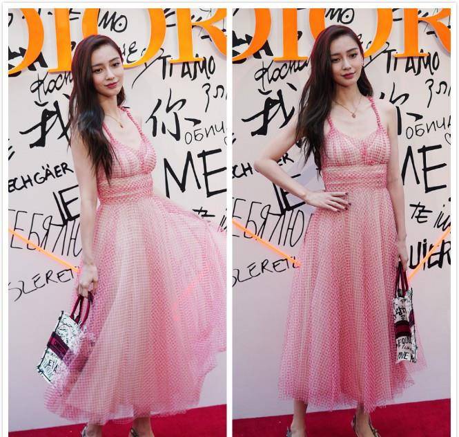 材质|杨颖真的好瘦啊，穿着长裙像一朵娇艳的花，就是太瘦有点撑不起来