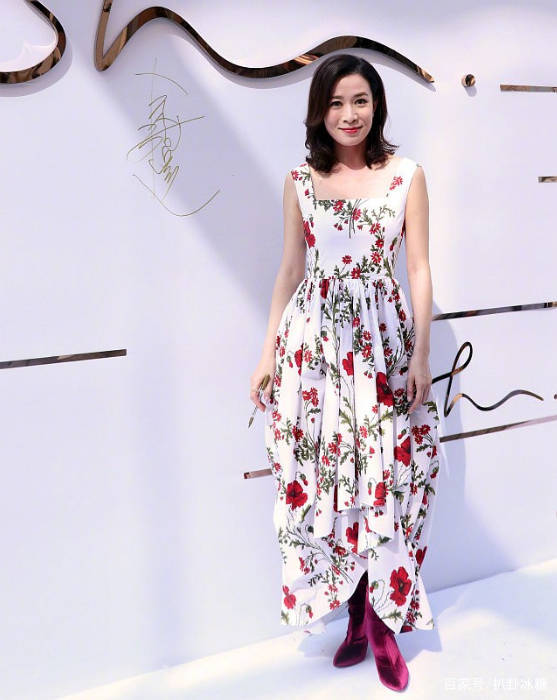 一身|佘诗曼终于服老，穿一袭“菜花裙”，优雅十足