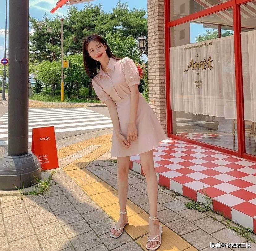 服装|女生夏季穿搭推荐：粉色衬衫裙+凉鞋穿搭，甜美风！