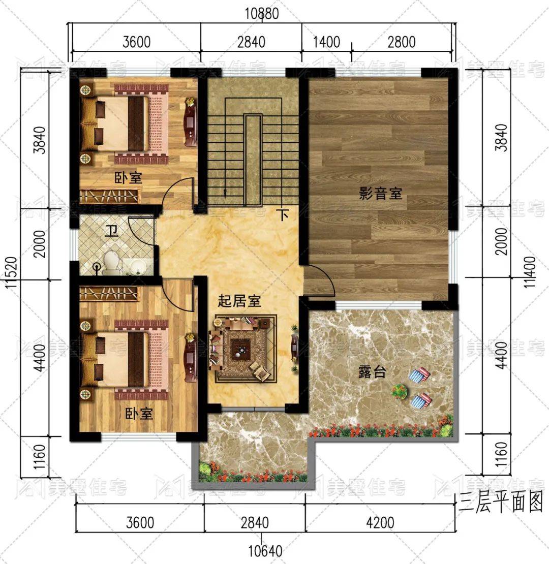 阳台|占地118平米简欧别墅，3厅6卧+超大影音室+16㎡茶室，39万就能解锁！