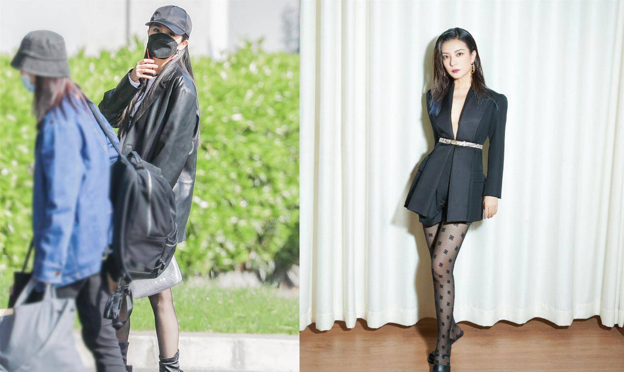 黑色|赵薇放大招，学杨幂穿西装黑丝袜超惊艳，掀起刘海梳油头霸气开挂