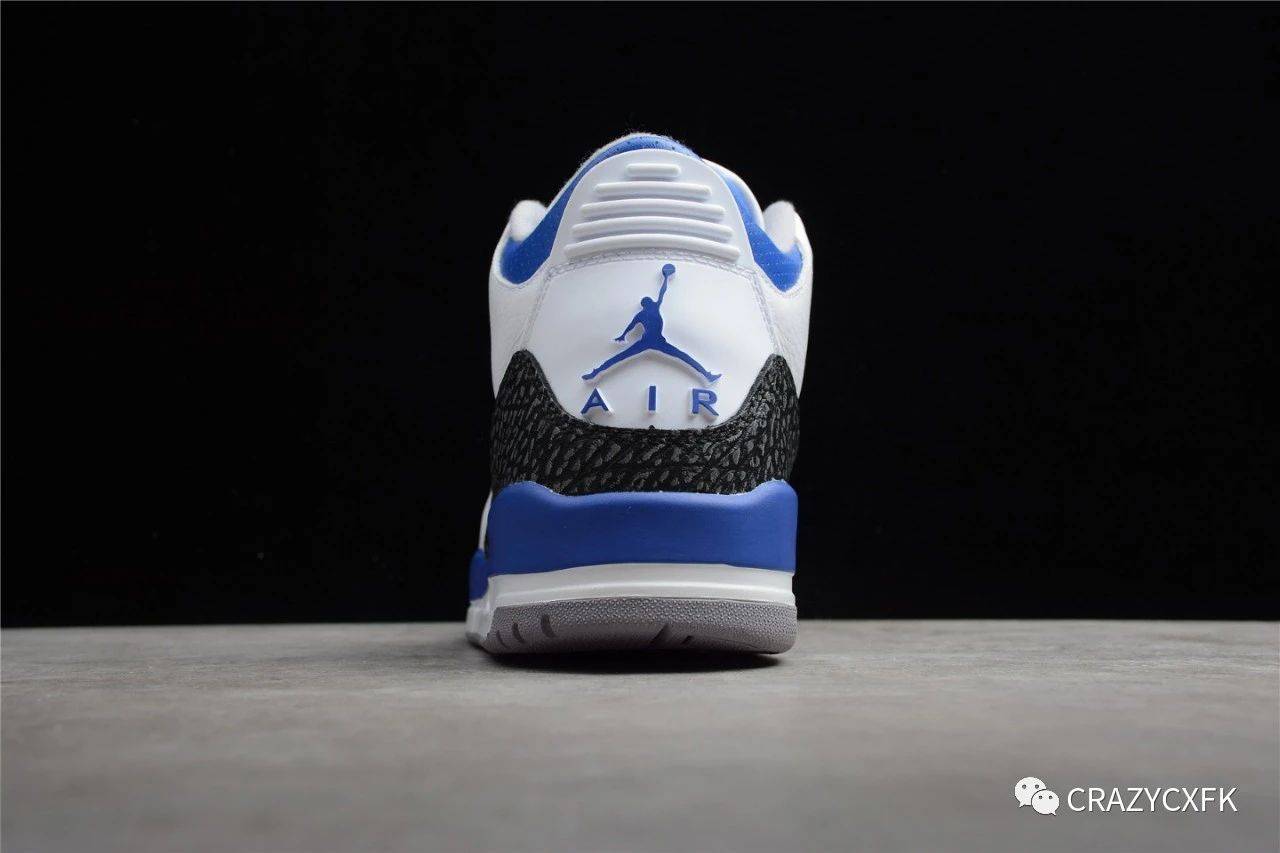 电绣|乔丹赛车蓝爆裂纹 Air Jordan 3 Retro Racer Blue 篮球鞋