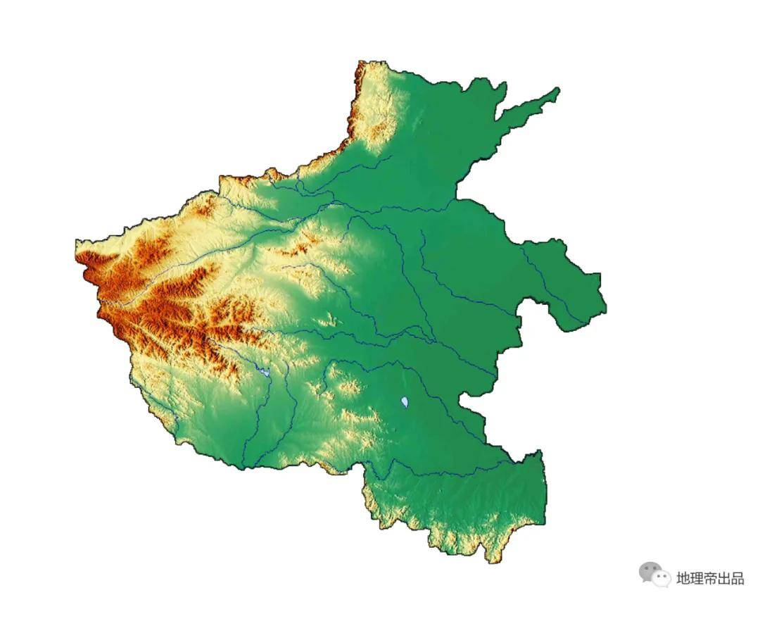 河南地形放大后,可以看到太行山阻挡了来自太平洋的东南急流.