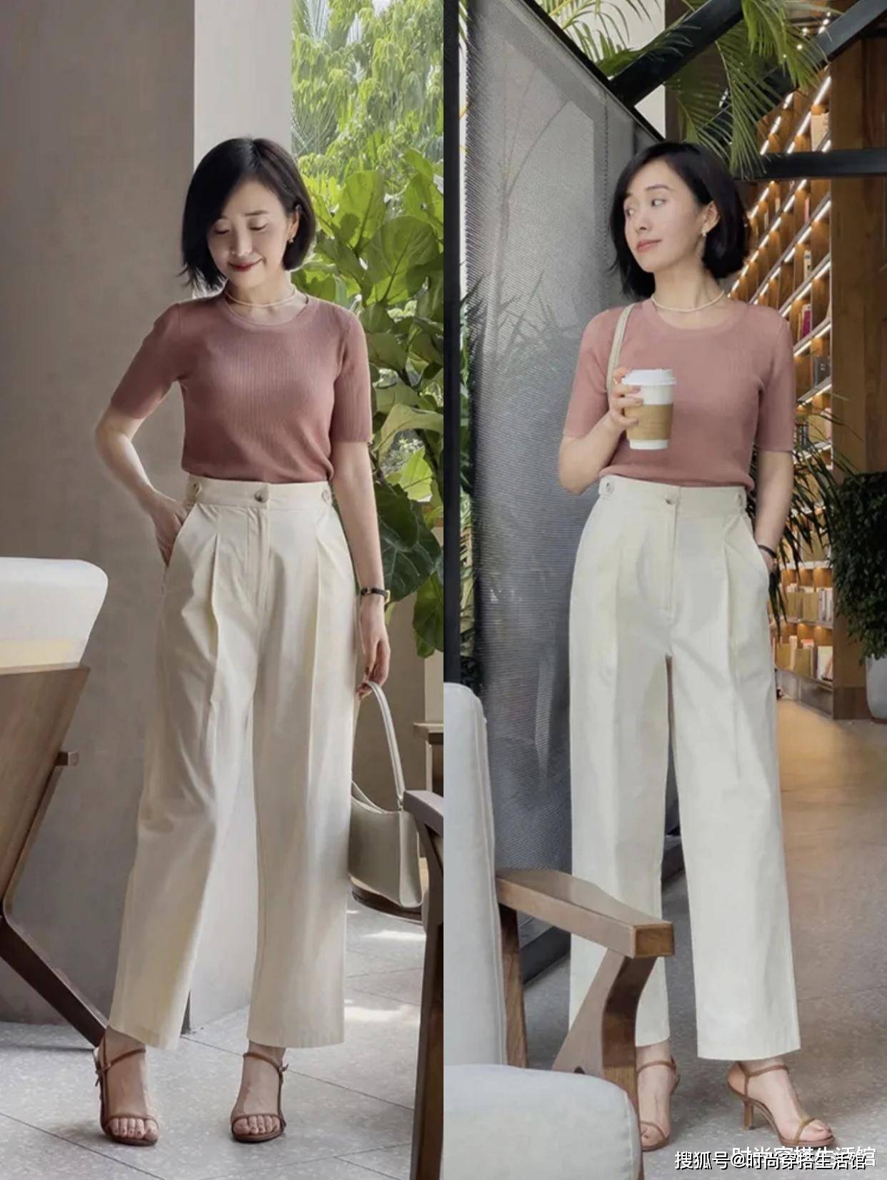 高个子|T恤下面不一定配裙子，今年流行这样穿，优雅知性，很有女人味