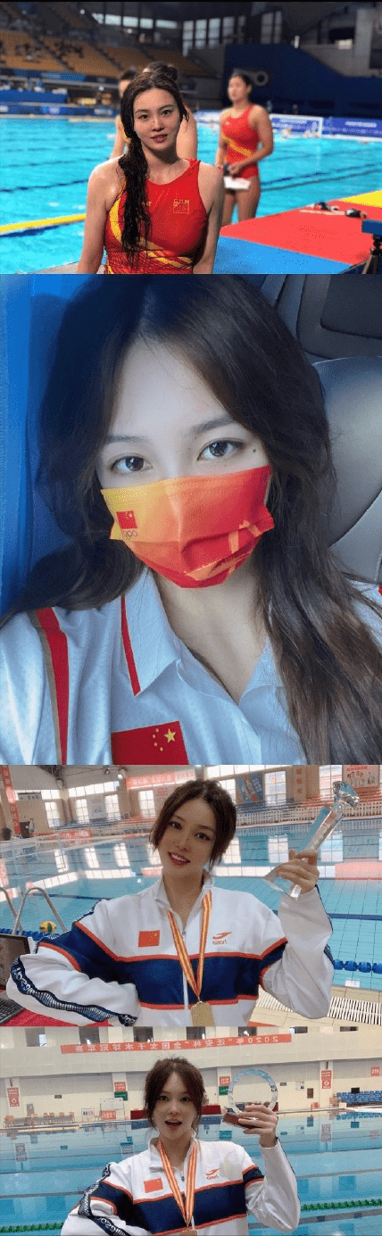 首先,就是来自湖南的23岁小姑娘,作为水球运动员,熊敦瀚仿佛是水中