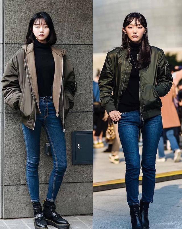 飞行员|飞行员夹克这样的搭配，轻松get韩国小姐姐的时尚范，高阶又帅酷