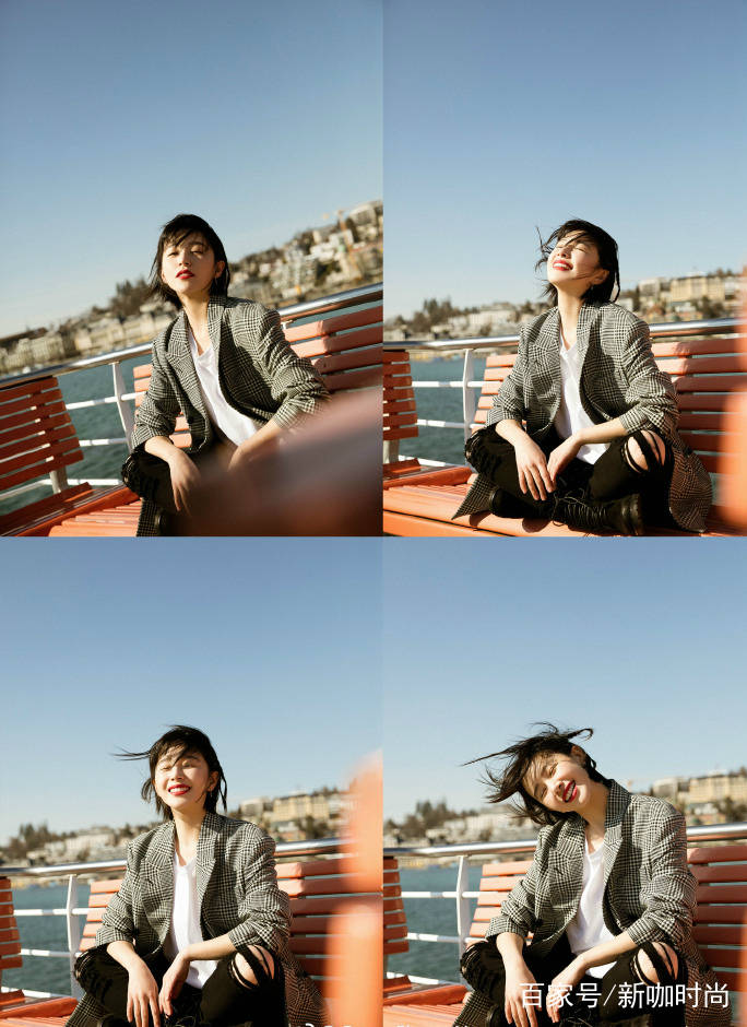 夏天|阚清子真是“美出国”了，穿格子西装亮相街头，与升温的夏日绝配