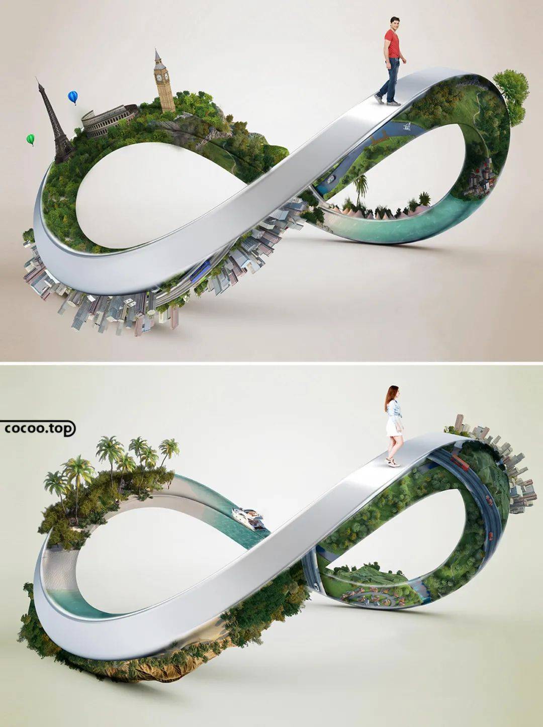 替构图形常以反常理,反常规的表现形式展现全新的画面视角,为观者提供