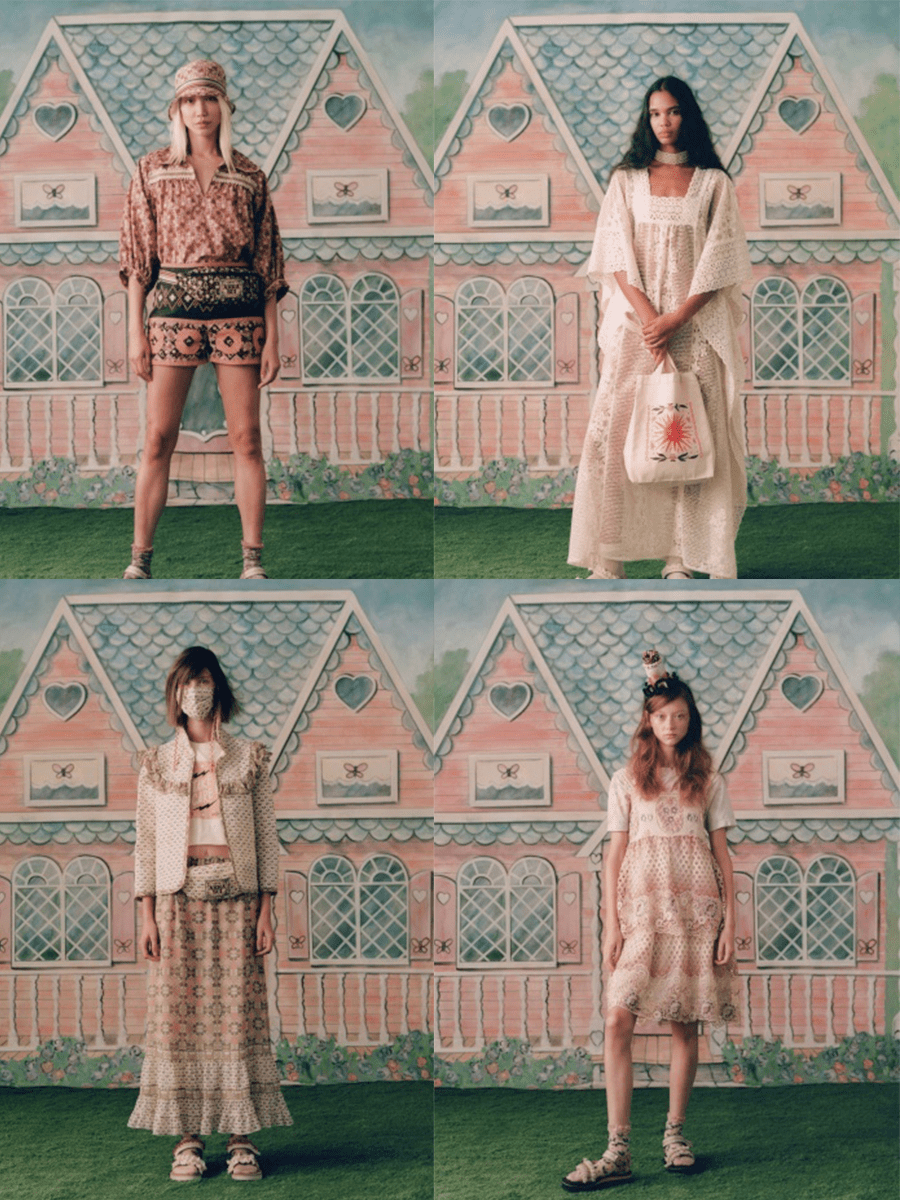 浅色|Anna Sui 2021春夏,手工艺的刺绣与镂空结合,实用中更奢华