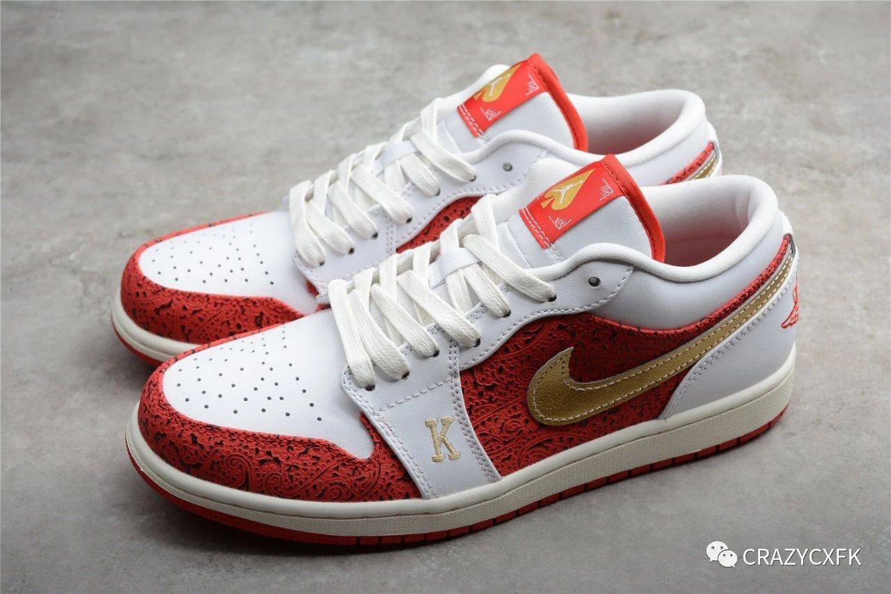 乔丹白红金 air jordan 1 low spades 扑克牌低帮运动鞋