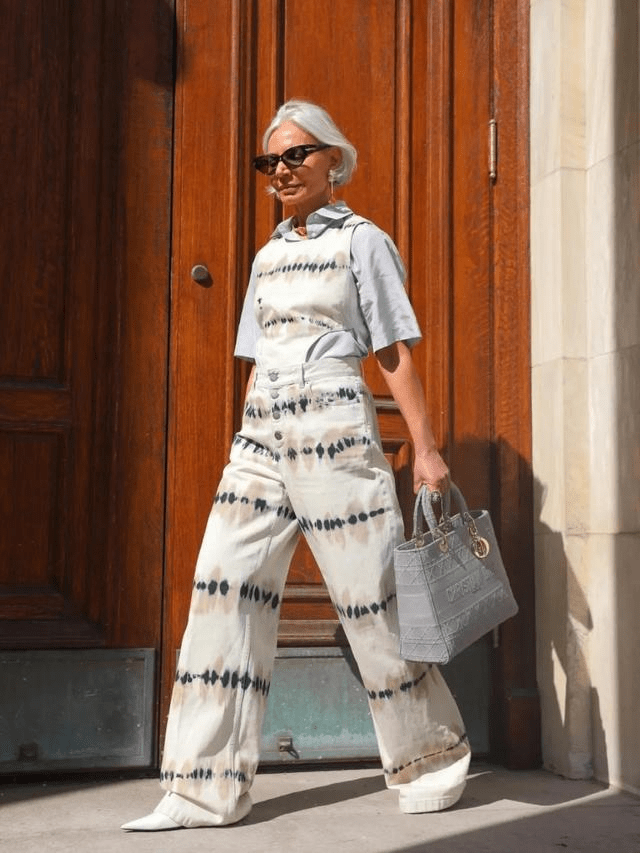 颜色|60岁上海奶奶才不服老，背带裤配马丁靴好时髦，一头白发更显气质