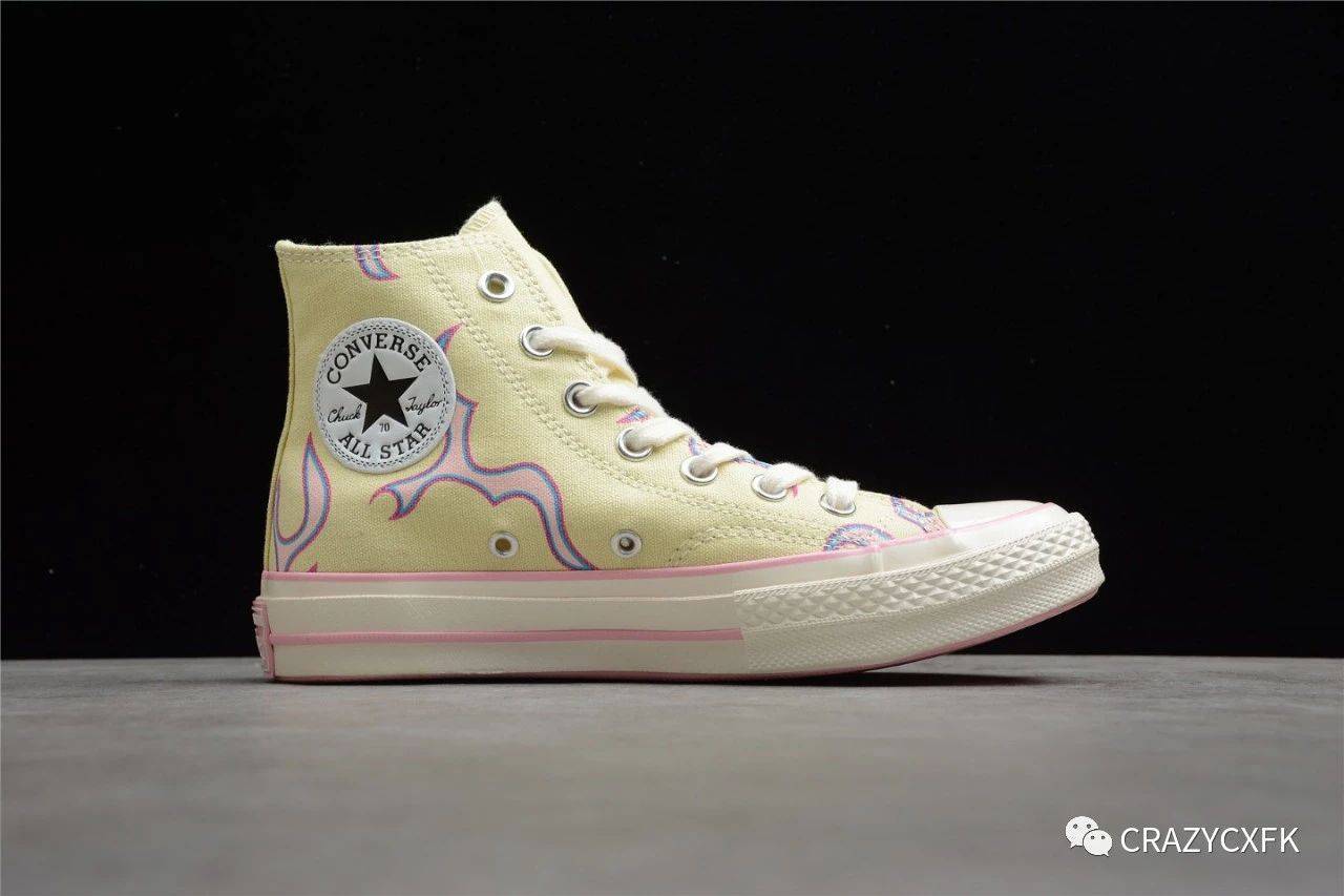 浅黄|匡威联名粉火焰 Converse Chuck70 x Tylerthe Creator 浅黄帆布鞋