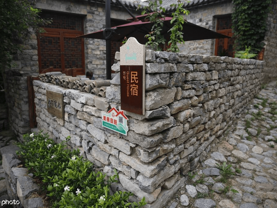 1/ 12 石家庄百年石头村变身网红民宿,石墙爬满爬山虎,宛如童话世界.