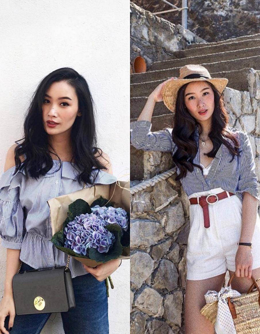 条纹|跟着梨形身材博主学穿搭，158身高穿出170既视感，三招帮你搞定