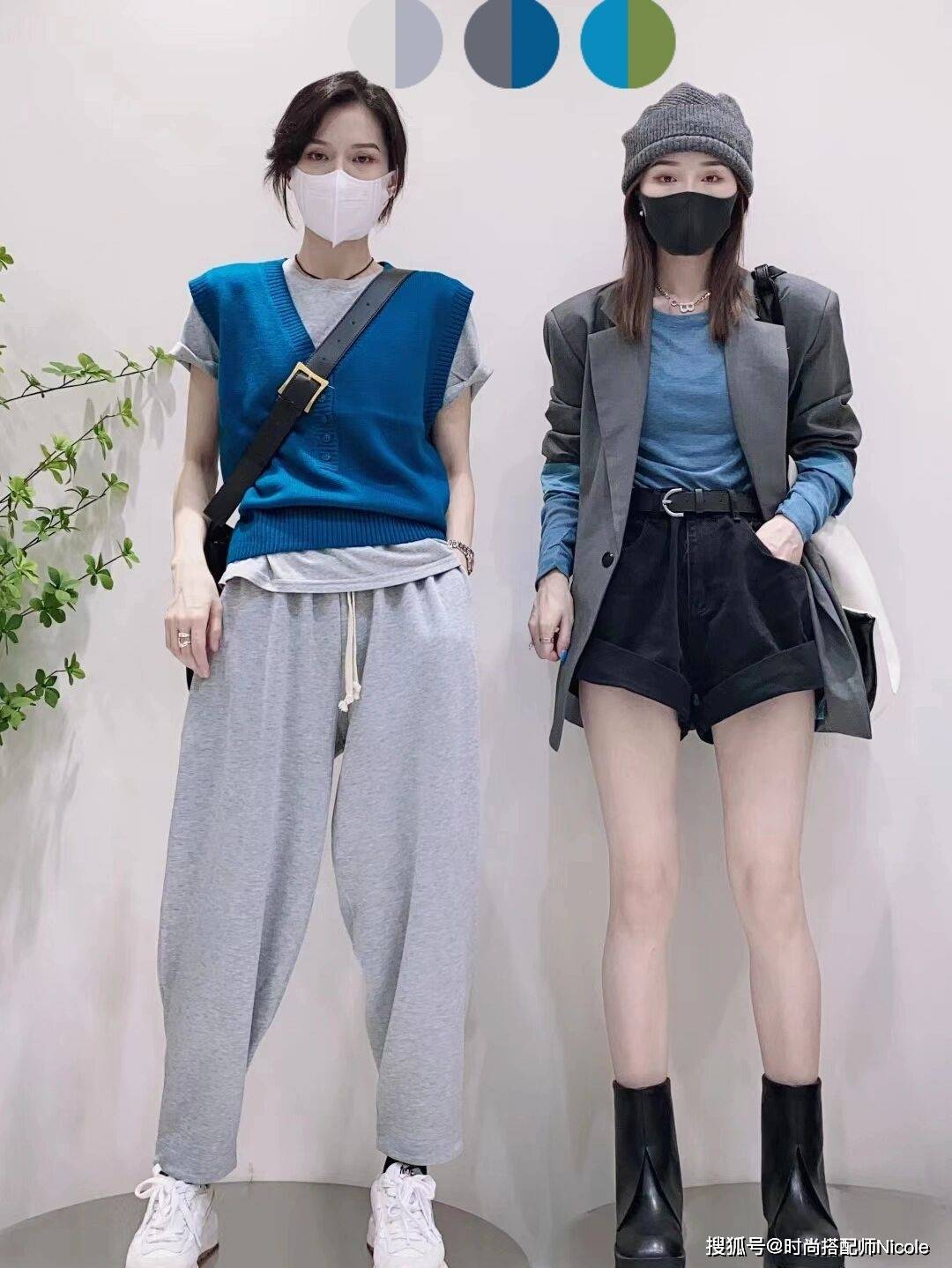 颜色|这对闺蜜的“色彩搭配”也太飒了吧！显白又显瘦，每一套都好美
