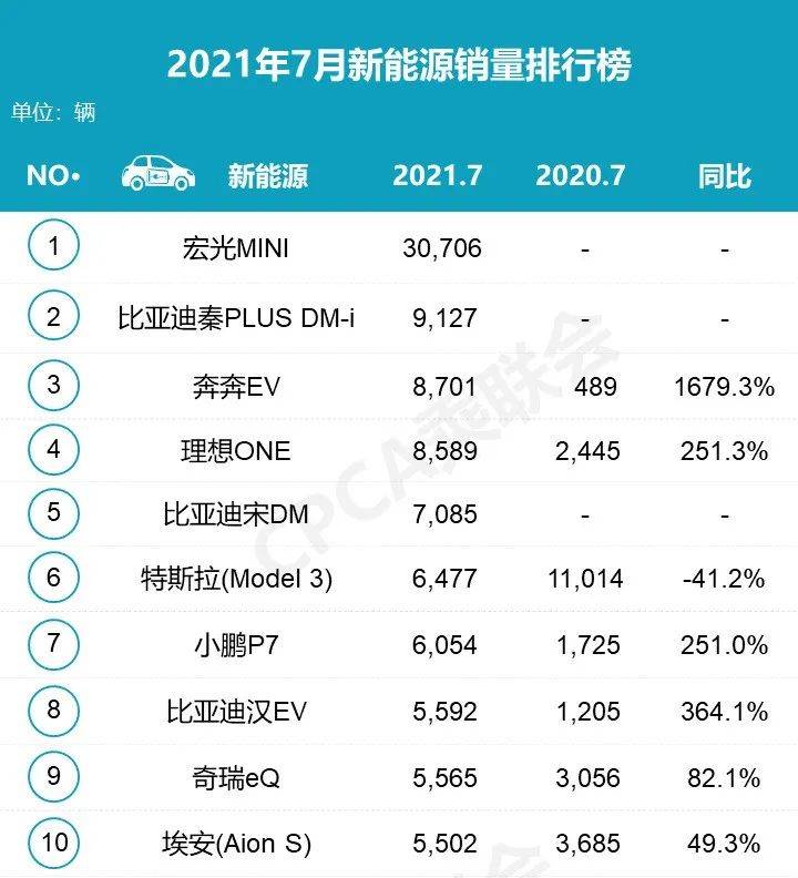微型车销量排行榜2021_小/微型车是大赢家,2021年新能源轿车年度销量排行盘点