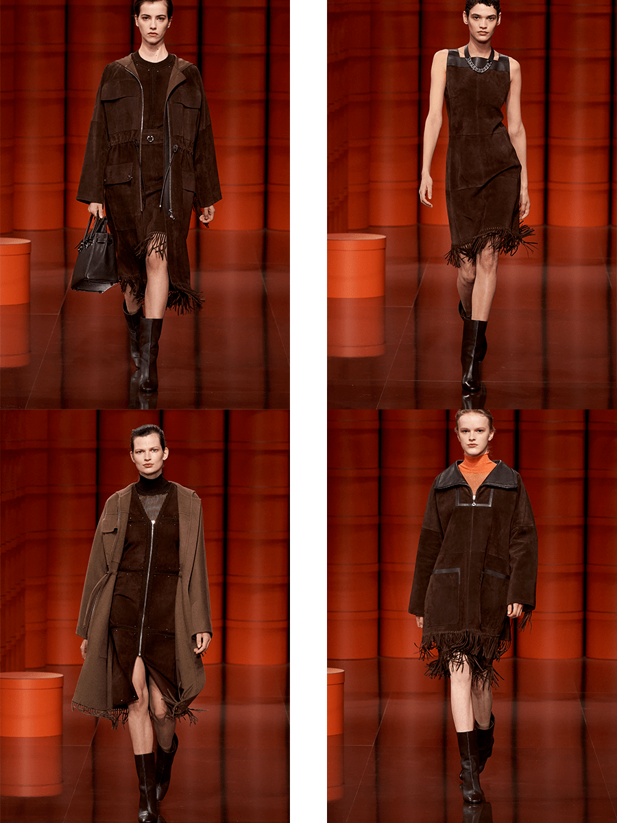 对比|Hermès 2021秋冬系列，很强的力量感，用深色调的颜色能够更好的营造