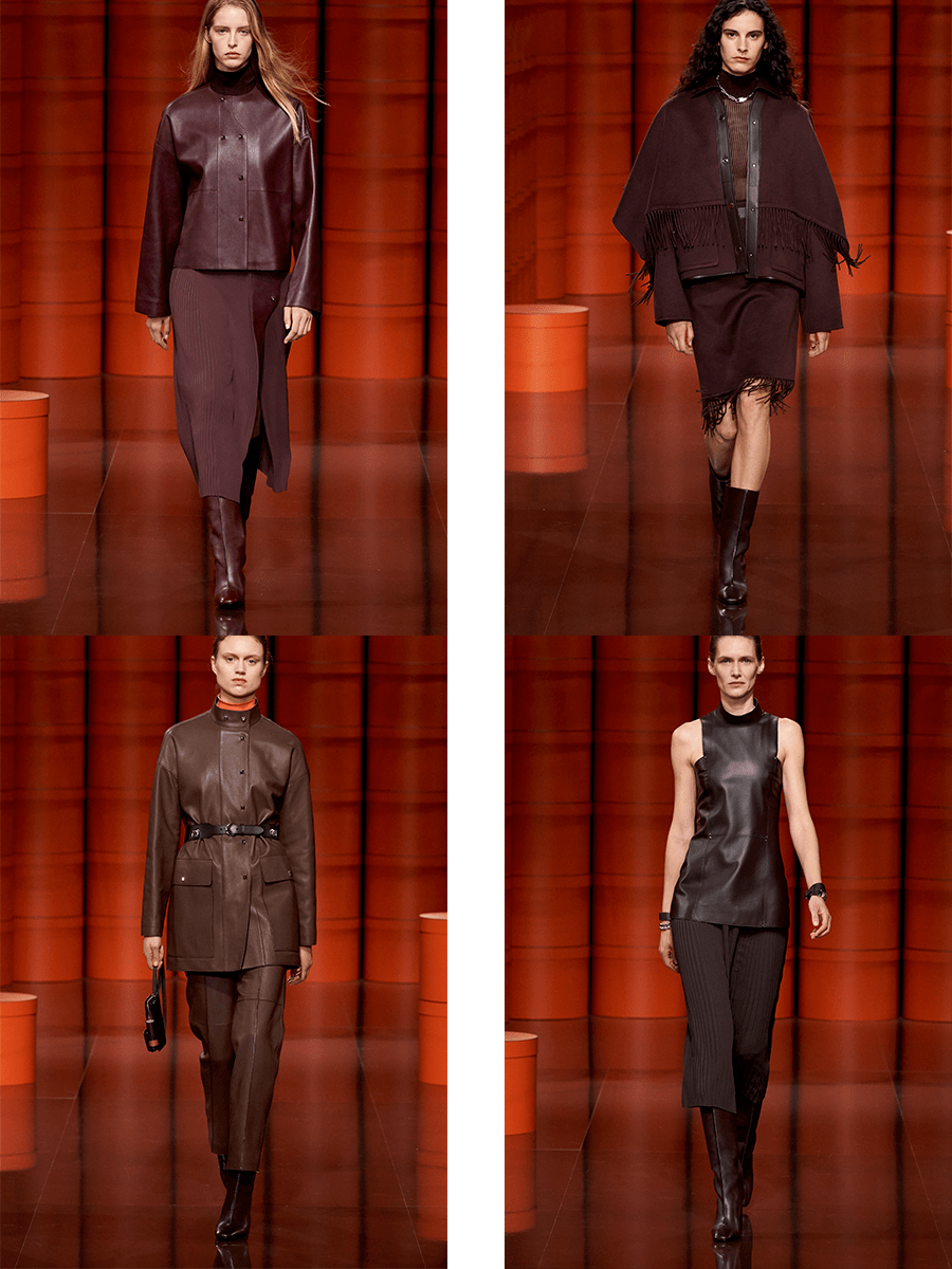 对比|Hermès 2021秋冬系列，很强的力量感，用深色调的颜色能够更好的营造