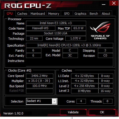 e3-1285l全核心锁睿频后,可以和i7-4770还有e3-1230v3打一打.