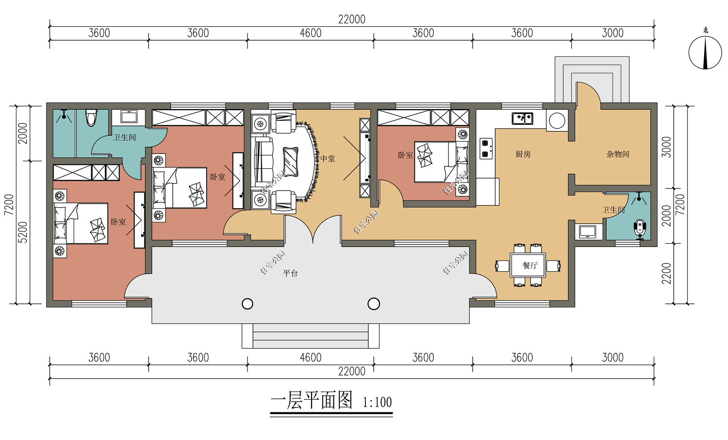 150平方农村建房平面图图片