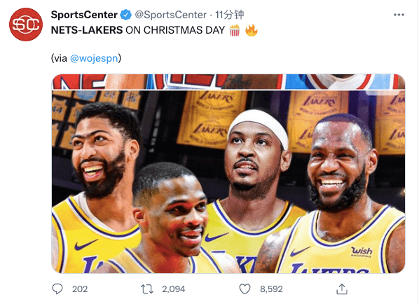 湖人|篮网大战湖人！NBA新赛季圣诞大战重头戏曝光：总决赛预演吗