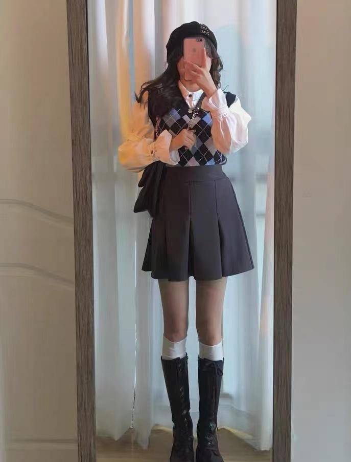 黑色|格子系列的穿搭，很适合秋天