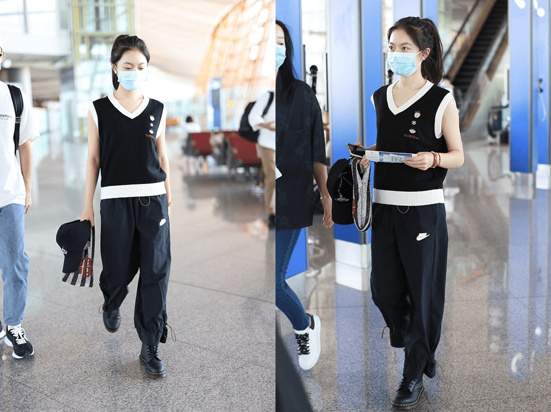 黑色|赵今麦的天真稚嫩都写在脸上了，就算穿基础色服装，也带着清纯感