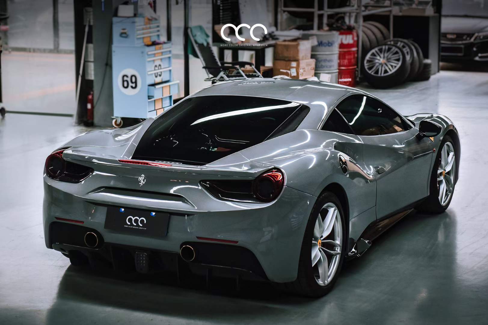 法拉利488汽车贴膜漫彩改色膜超亮pet纳多灰
