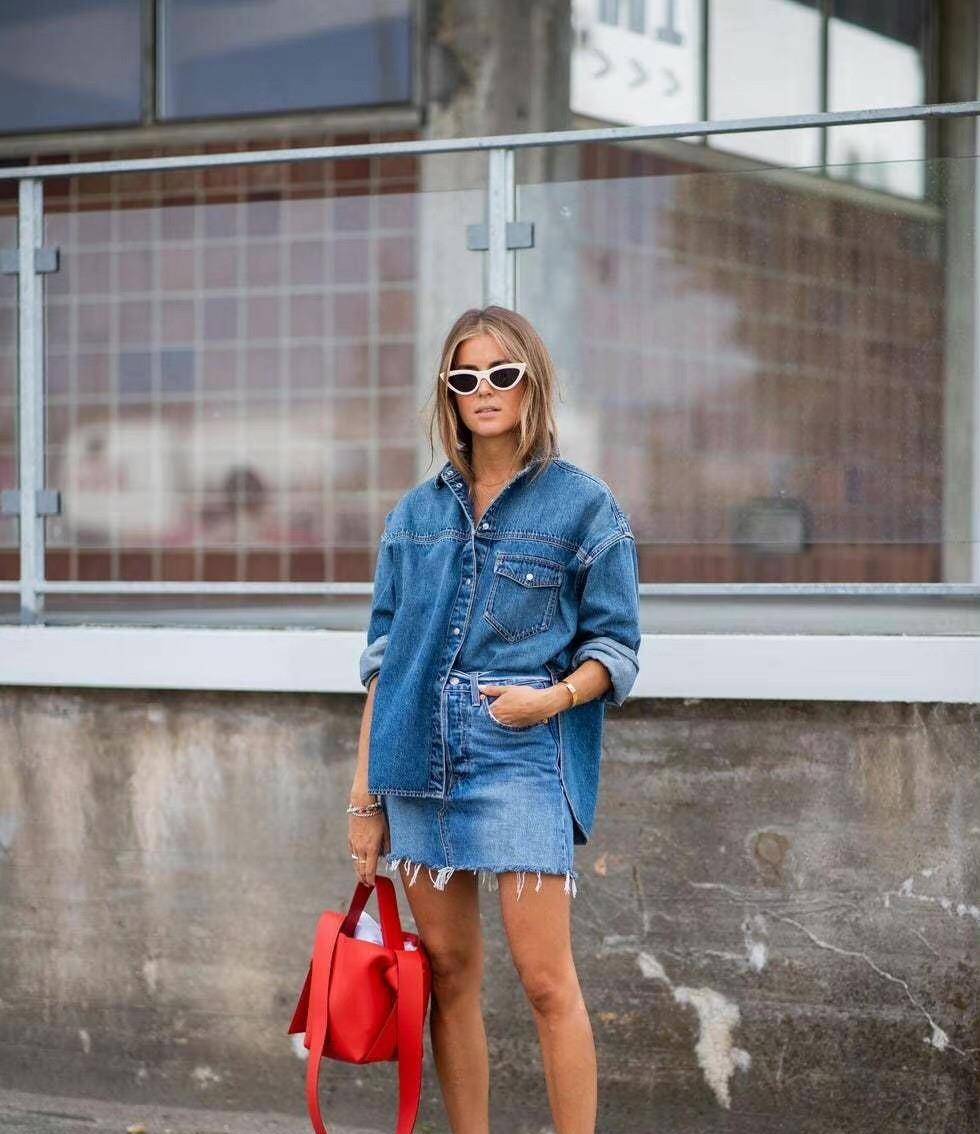 颜色|牛仔半身裙再好穿也有翻车的时候!腰线位置,鞋子的颜色都是重点