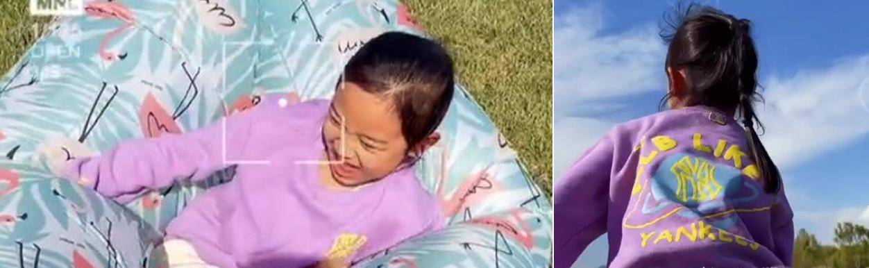 西装|甜馨走秀太时髦！李小璐穿波点西装配短裤，黑线袜把膝盖穿出褶子