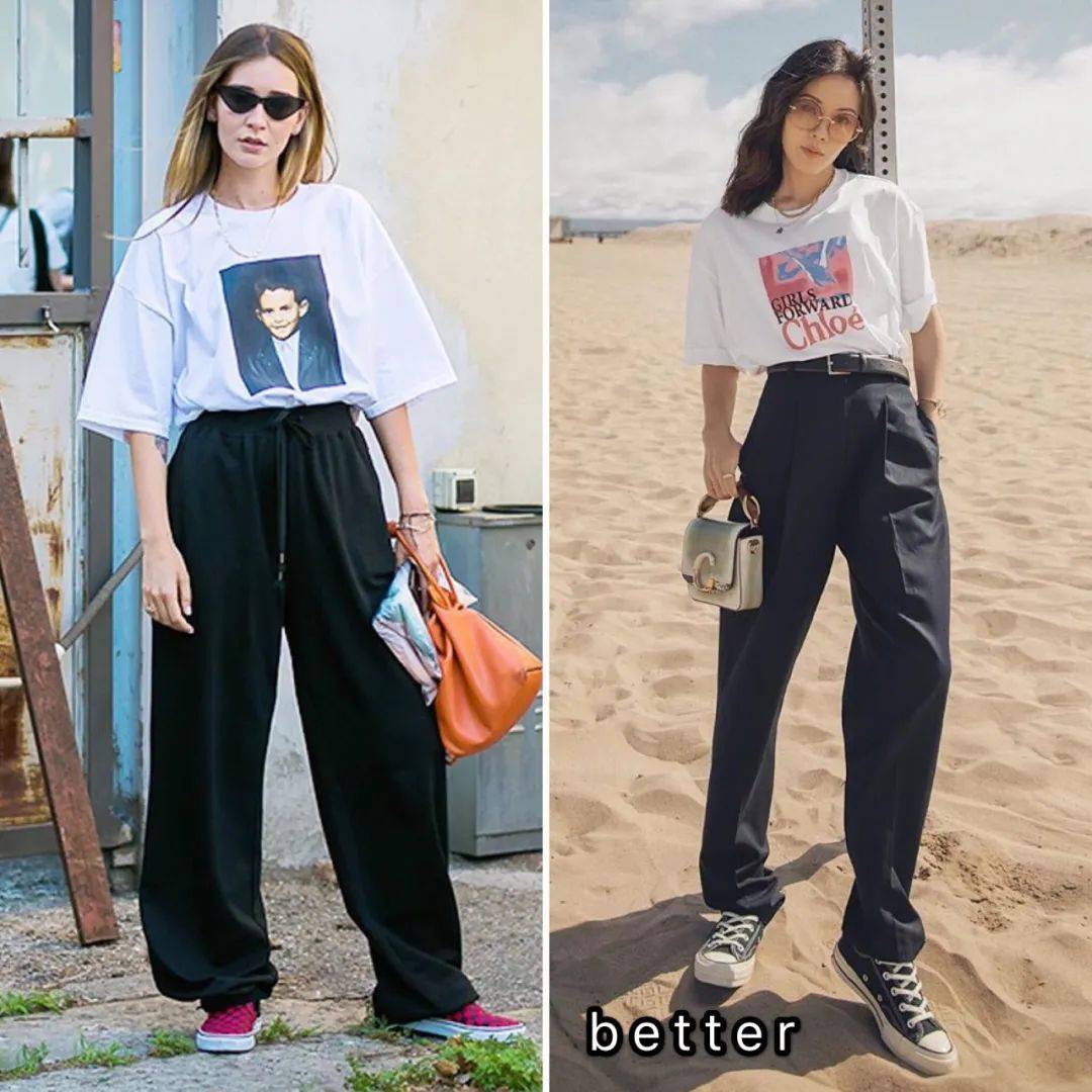黑色|T恤+阔腿裤，早秋最显瘦搭配！