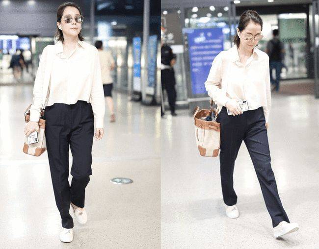 私下里|40+的海清没有“明星包袱”，私下里穿牛仔外套，看着简单又纯粹