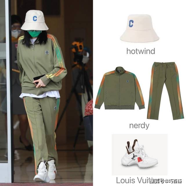 运动服|迪丽热巴私服穿搭新鲜出炉,穿绿色运动装元气清新,太接地气了!