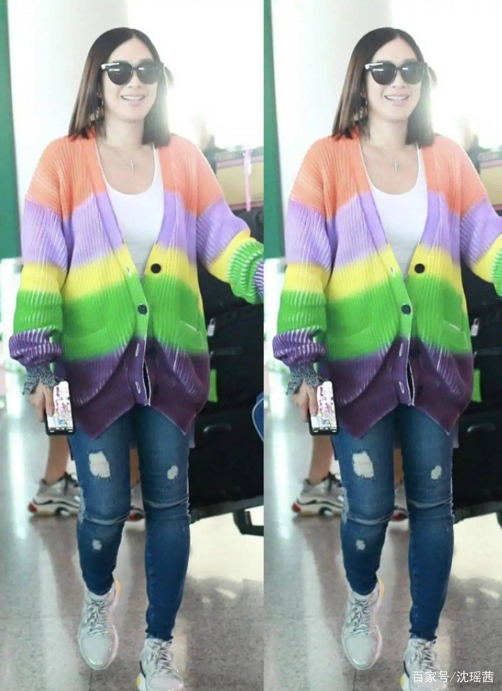 设计|50岁钟丽缇还挺大胆的，把宽松T恤秀出长腿，一点也不像真实年纪